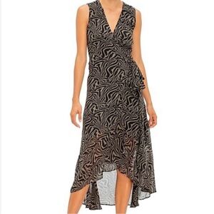 Ganni Tiger Print Georgette Wrap Dress Size 38